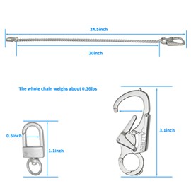 [Ahiller] Men's Wallet Chain, Double Locking Key Chain with Tungsten Steel Sharp Cone Carabiner, Jeans Chain, Wallet Chain, DK--Silver-Carabiner-chain