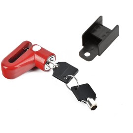Safety Disc Lock Motorcycle Bike Anti-Theft Wheel Brake Lock Padlock Waterproof Loud for Motorcycle Bike Scooters Mountain Road MTB Cycling Rotor Disc Brake Wheel Lock with Two Keys (Red)