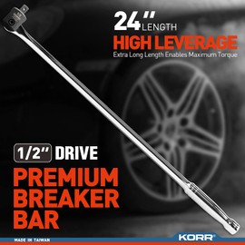 KORR Tools KTW003 1/2-Inch Drive 24-Inch Length Premium Quality Breaker Bar