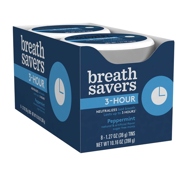 BREATH SAVERS Sugar Free Mints, Peppermint, 1.27 Ounce (Pack of 8)