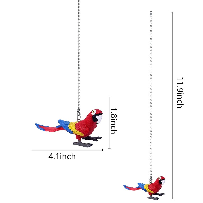 Dotlite Parrot Ceiling Fan Pull Chain,12in Vivid Bird Fan String