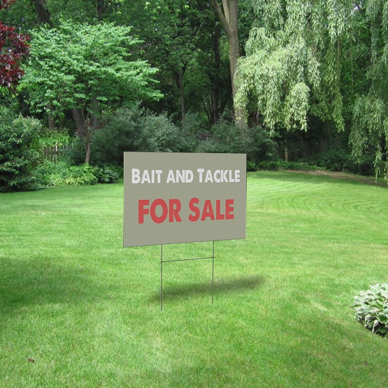 Weatherproof Yard Sign Bait and Tackle for Sale B Grey