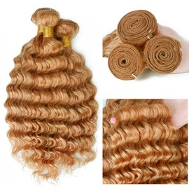 Blonde Wet and Wavy Human Hair Bundle #27 Deep Wave Hair Extensions 24 26 28 inch