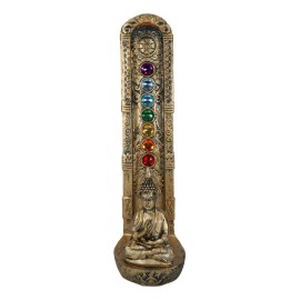 Colorful 7 Chakra Zone Colors Meditating Buddha Monk Incense Burner Figurine