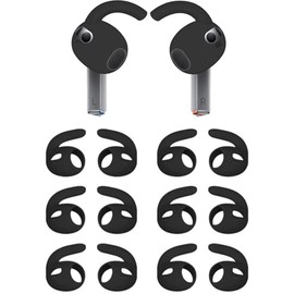 Rqker Sport Eartips Compatible with Galaxy Buds 3, 6 Pairs Anti Slip Soft Silicone Earbuds Tips Hooks Sport EarFin, Compatible with Galaxy Buds 3 Galaxy Buds 3 SM-R530 Black 6 Paris