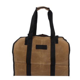 Waterproof Firewood Carrier Bag Waxed Canvas Log Tote Holder for Outdoor CampingMud Color