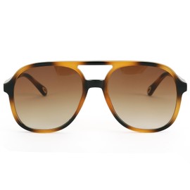 AOURBENE Classic Retro Round Polarised Aviator Sunglasses for Men and Women with UV400 Protection Aviator Glasses, floral tea frame gradual tea