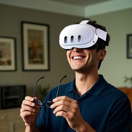 PSI One Lens Prescription Lens for Oculus Meta Quest3 Glasses, Inserts Compatible for VR Accessories, Anti Blue Light Myopia SPH:-3.50R