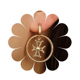 Yheakne Punk Circle Cross Earrings Gold Circle Drop Earrings Brass Geometric Earrings Modern Chunky Drop Earrings Jewellery for Women and Girls Gifts