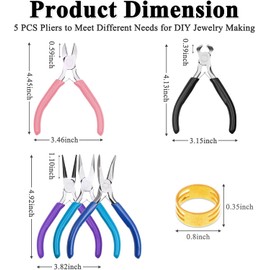 5 Packs Jewelry Pliers Set, Making Tools With Needle/Round/Chain/Bent/Zipper Pliers, Supplies Repair/Cut Kits for Crafting