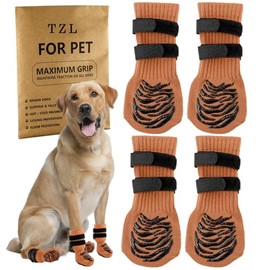 TZL Calcetines Antideslizantes para Perros con Doble Agarre para Suelos de Madera Dura,Botas para Perros para Evitar Que se Laman con 2 Correas Ajusta