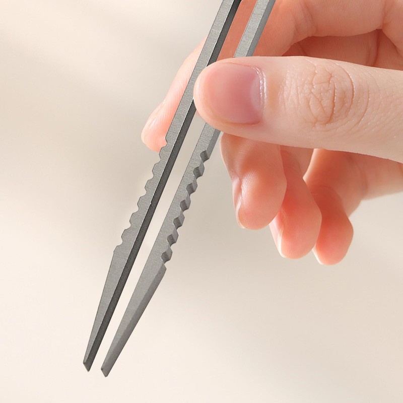 2Pcs Lightweight Mini Titanium Tweezers Non-Slip Portable Titanium Tweezers Sturdy