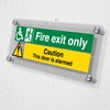 V Safety Wheelchair Fire Exit Only – Door Alarmed Acrylic