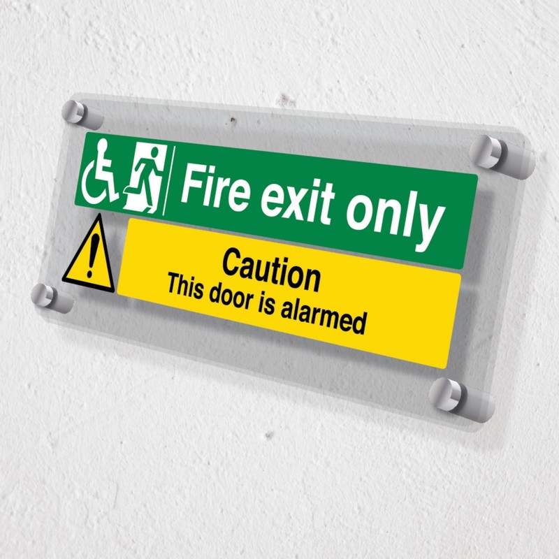 V Safety Wheelchair Fire Exit Only – Door Alarmed Acrylic