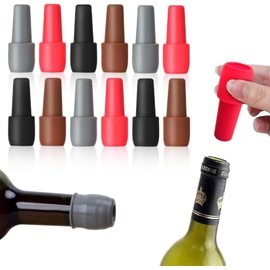 THJOPOKEEL Tapón reutilizable para botellas de vino espumoso, Tapón Reutilizable para Botellas de Vino Espumoso, Sellador de Vino para Botellas de Vino, Tapón de Silicona para Vino (12 piezas)