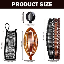 Pack of 5 banana clips, banana hair clips, ponytail holder, banana clip hair, clincher combs tool, suitable for long, curly or straight hair