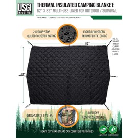 USGI Industries Military Woobie Blanket | Thermal Insulated Camping Blanket, Poncho Liner | Large, Portable, Insulation, Water-Resistant, for Hiking, Survival | Compression Carry Bag