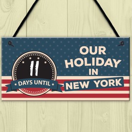 RED OCEAN Countdown Until Holiday New York Chalkboard America Hanging Plaque USA Flag Gift Sign