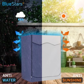 BlueStars Washing Machine Cover For Front-load Washer/Dryer - Upgraded Premium Outdoor Protection For Most Washer Dryer Cover - W27”x D33”x H39” (Silver)