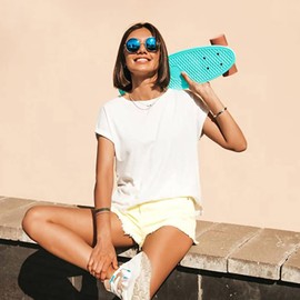 Canoazo Retro Round Hippie Sunglasses Women Men Polarized Small Circle Lennon Glasses (Silver Frame/Blue Mirrored)