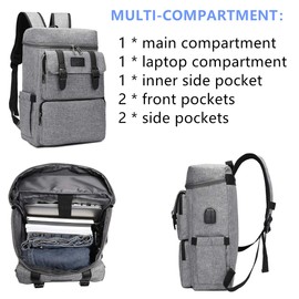 YALUNDISI Vintage Backpack for Men Women Laptop Backpack Bookbags College Backpack 16 inch Grey