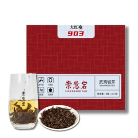 Premium Da Hong Pao Wuyi Rock Tea [S] - Traditional Crafted Loose Leaf Chinese Oolong Tea - Floral and Fruity Aroma - 2g/8g x 12 Infusions - Luxury Tea Gift Set - 崇慧岩大红袍903 (8g * 12)