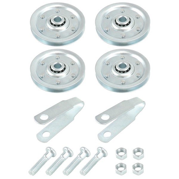 QWORK 4 Pack 3" Heavy Duty Garage Door Pulley Kits,
