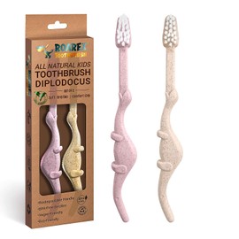 ANPEI ROARex Vegan Eco Friendly Kids Toothbrush Natural Dinosaurs Made from Plants | 100% Biodegradable and Compostable | 1% for The Planet Product