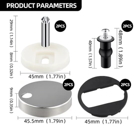 Universal Quick Release Toilet Seat Fixings - Durable Hinge Fittings for WC Toilet Blind Holes, Compatible with Most UK Standard Seats, 2 Pack Set