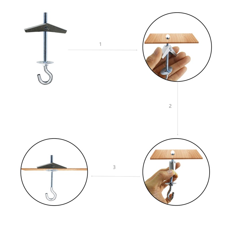 Alovexiong 4 Pack Carbon Steel Plasterboard Ceiling Hooks Spring Toggle