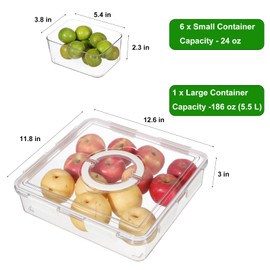 Taiuloo Divided Veggie Tray with Lid Airtight, 6 Compartment Removable Snackle Box Charcuterie Container, Fridge Organizer, BPA-Free Food Storage Container Serving Tray for Snack, Fruit, Candy, Nuts