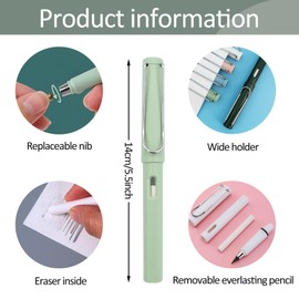 CIOUYAOS 8pcs Everlasting Pencil, Infinity Pencil with 8pcs Replacement Nibs, Unlimited Reusable Erasable Eternal Inkless Writing Pen for Kids School Student Adult Artist Writing Sketch Drawing