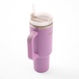 YOGI Ceramic Lined Tumbler with Handle and Straw Lid, Stainless Steel Travel Mug & Water Tumbler, Vacuum Sealed Cup with Handle - 40oz Purple Mist