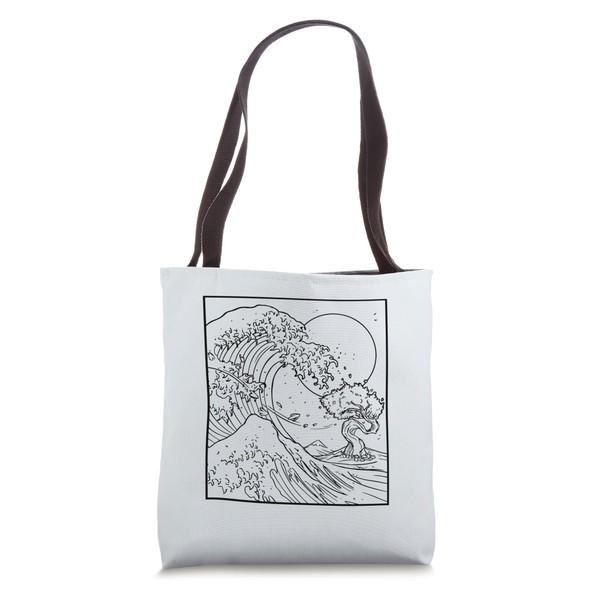 Japanese Wave Line Art Japan Graphic Tote Bag