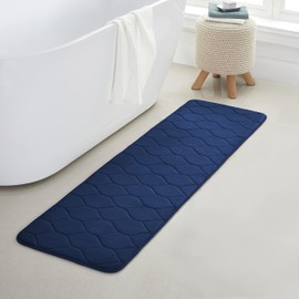 Yafa Home Fashion Oval Shaped Design Embossed Solid Color Memory Foam Soft Bathroom Rug Non-Slip PVC Backing
