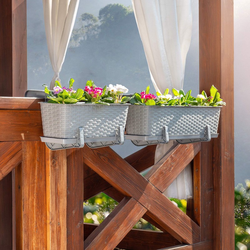 KADAX Flower Box Bracket, No Drilling, Balcony Box Holder Set,