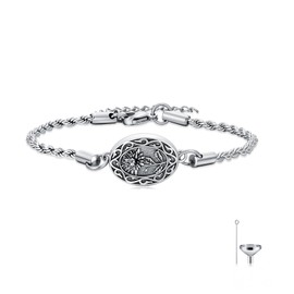 Midari November Chrysanthemum Flower Urn Bracelet for Ashes 925 Silver 12 Birth Month Flower Cremation Bracelet for Ashes of Loved One Keepsake Memorial Jewelry for Women Men