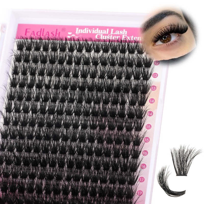 FADLASH Lash Clusters 100D Fluffy Eyelash Clusters 12-18mm Individual Lashes