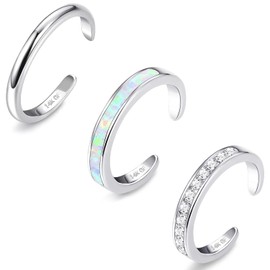 Diamday 3PCS 14K Gold Filled Toe Rings for Women Adjustable Open Toe Ring Set Finger Ring Joint Ring Cute Opal CZ Daisy Flower Simple Toe Rings Tail Band Rings Beach Summer Foot Jewelry Silver Gold B