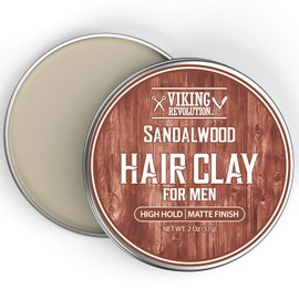 Arcilla de sándalo para el cabello para hombres, acabado mate, arcilla texturizante para el cabello para hombres, con jojoba y vitamina E, pomada de arcilla para hombres, crema para peinar el