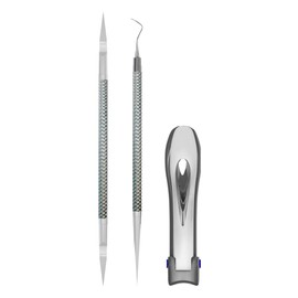 Onyx Professional 3 Piece Thick Toenail Grooming Kit - Includes Stainless Steel Toenail Clippers and 2 Tools for Smoothing, Shaping and Cleaning, Cut Through Thick Toenails, Healthy Feet
