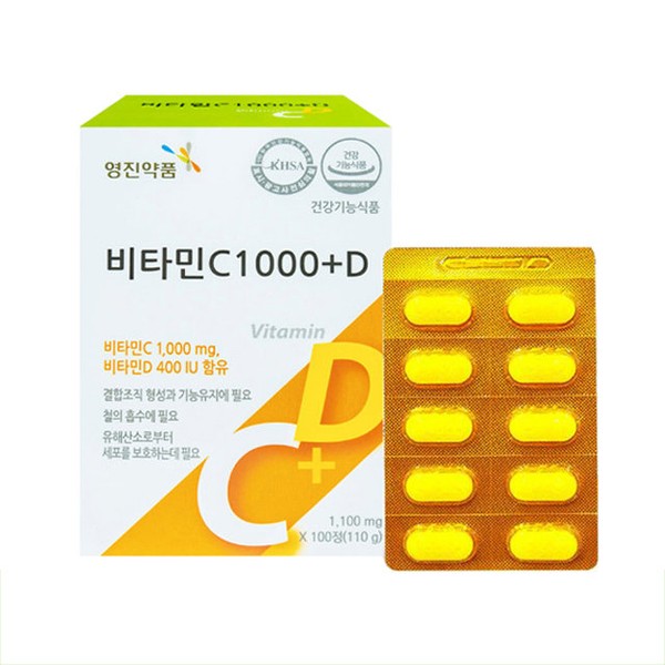 Youngjin Pharmaceutical Vitamin CD Vitamin CD for the whole family Vitamin C 1000 Vitamin C 100 tablets / 영진약품 비타민CD 비타민씨디 온가족 비타민C 1000 비타민시 100정