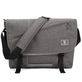 OIWAS Men's Shoulder Bag, 14/15.6 Inches, Messenger Bag, A4, Large Capacity, Waterproof, Lightweight, Unisex, 4 Colors, 15.6 gray