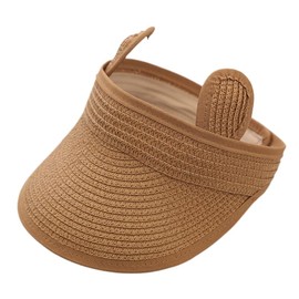 Volicph Baby Boys and Girls Universal Straw Hat Summer Sun Hat Soft Straw Hat Beach Sun Protection Hat Travel Sun Hat Baby Summer Straw Hat Empty Top Straw Hat, A-khaki