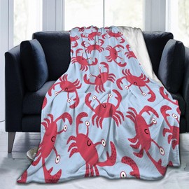 ILEABEC Crabs Throw Blanket Soft Travel Blanket Lightweight Outdoor Blankets Warm Blanket All Seasons Fluffy Flannel Blanket for Sofa Couch Bed (60"x50")