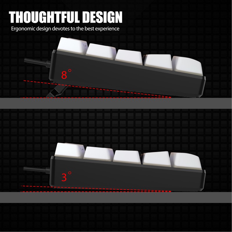 G61 Mini RGB Keyboard LED Backlight 61 Keys Ergonomic Mechanical