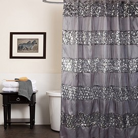 Sweet Home Collection - SINATRA-SC Popular Bath Collection Bathroom Shower Curtain, 0, Sinatra Silver