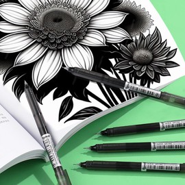 RIANCY Rolling Ball Pens Quick Dry Ink 0.5 mm Extra Fine Point Pens 12 Pcs Liquid Ink Pen Rollerball Pens Black Color for Note taking school teacher Pens Smooth Writing Pens Bulk Pens Office Supplies