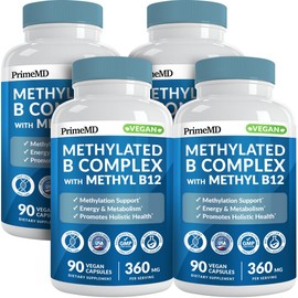 Methylated B Complex with Methylfolate and B12 Methylcobalamin 1000 mcg - Methylated Multivitamin for Energy, Brain Function, and Wellness - Vitamin B Complex for Men & Women (360 Servings, Pack of 4)