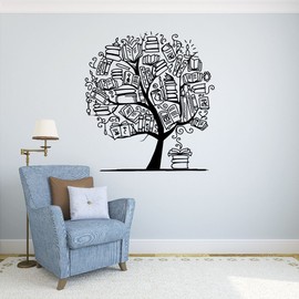 Books Tree Wall Vinyl Decal School Library Education Wall Sticker Classroom Interior Living Room Window Decals Housewares Design Custom Decals Door Stickers Wall Graphics 11(nr)